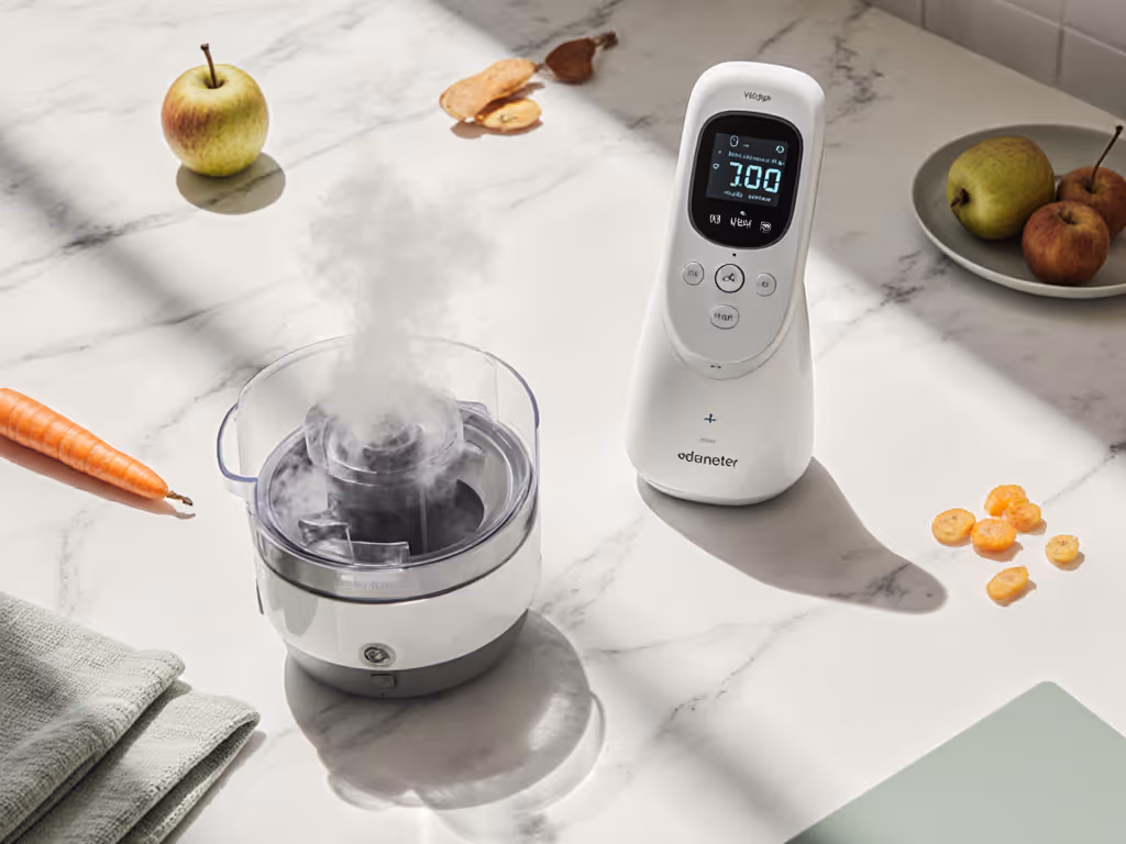 decibel_meter_next_to_baby_food_maker_during_quiet_operation