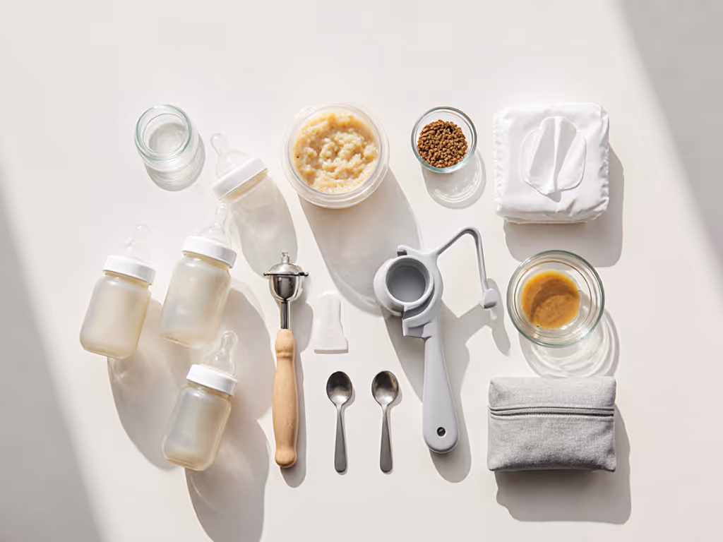 emergency_baby_feeding_kit_laid_out_on_a_small_kitchen_counter